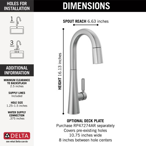 Main product image of Monrovia Single Handle Pull-Down Bar/Prep Faucet, 1.8 GPM (Lumicoat Arctic Stainless), 9991-AR-PR-DST