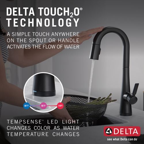 Main product image of Monrovia Single Handle Pull-Down Bar/Prep Faucet with Touch2O Technology, 1.8 GPM (Matte Black), 9991T-BL-DST