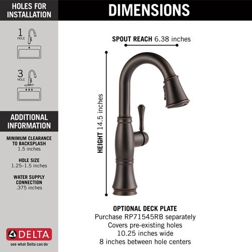 Main product image of Cassidy Single Handle Pulldown Bar/Prep Faucet (Venetian Bronze), 9997-RB-DST