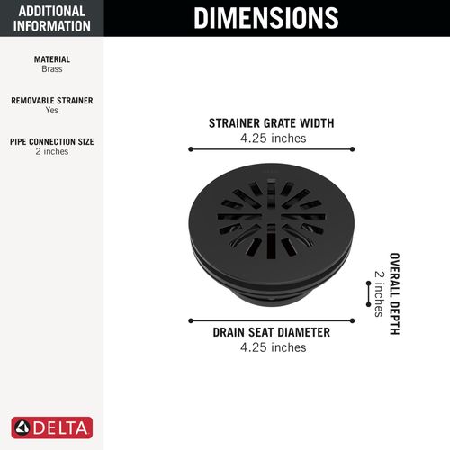 Main product image of 4" Prefab Round Shower Drain, DT051411-BL (Matte Black)