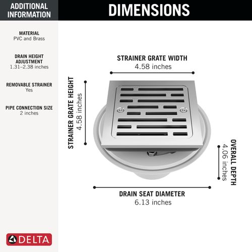 Main product image of 4" Tile-In Square Shower Drain (Chrome), DT062412