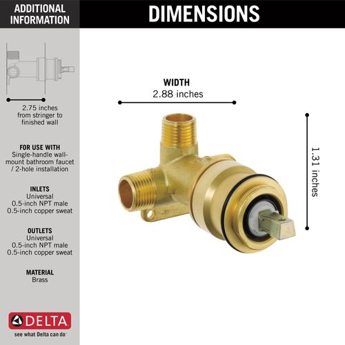 Main product image of Tesla Single Handle Wall Mount Rough, R3510-WL