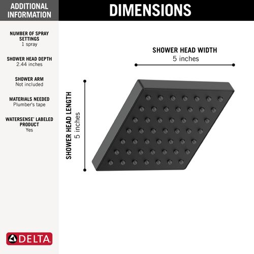 Main product image of Modern Square Showerhead (Matte Black), RP101846BL