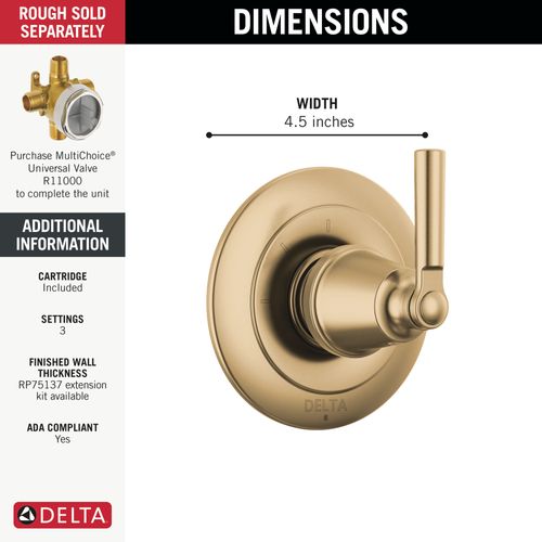 Main product image of Saylor 3-Setting 2-Port Diverter Trim (Champagne Bronze), T11835-CZ