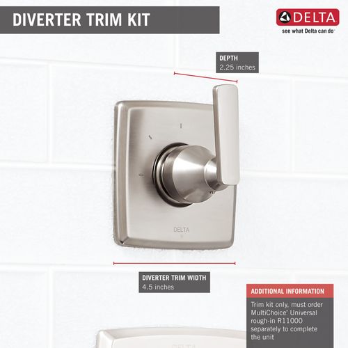 Main product image of Ashlyn 3-Setting 2-Port Diverter Trim (Stainless), T11864-SS