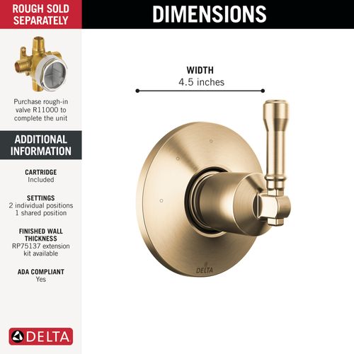 Main product image of Broderick 3-Setting Diverter Trim (Lumicoat Champagne Bronze), T11884-CZ-PR