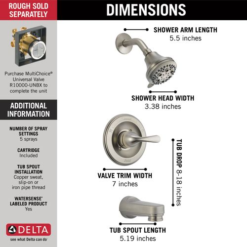 Main product image of Monitor 13 Series Tub & Shower Trim (Stainless), T13420-SSPD