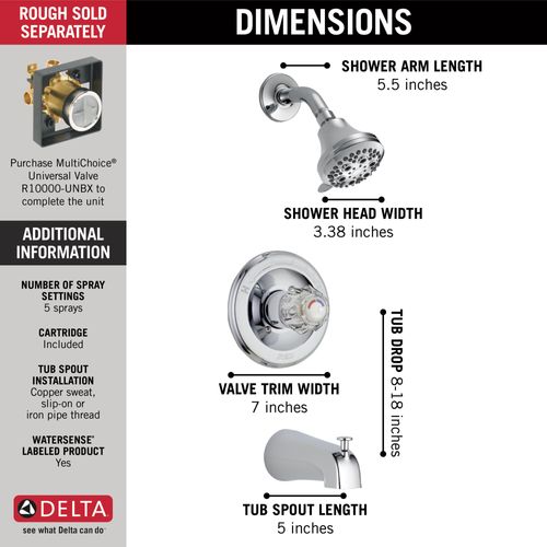 Main product image of Classic Monitor 13 Series Tub and Shower Trim (Chrome), T13422