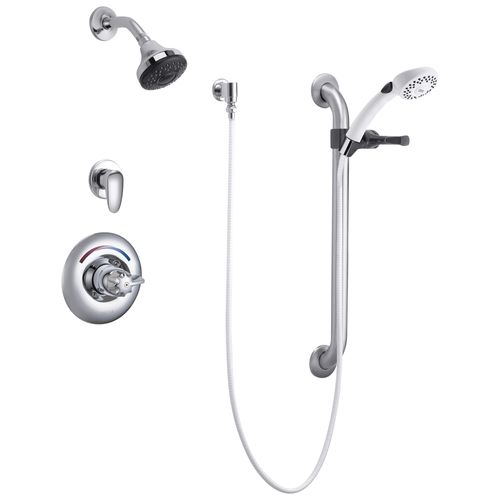 Main product image of Commercial T13H Universal Dual Shower Trim, Diverter, Hand Shower, and Grab Bar (Chrome), T13H333
