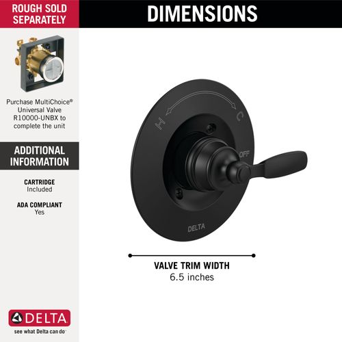 Main product image of Woodhurst Valve Only Trim (Matte Black), T14032-BL