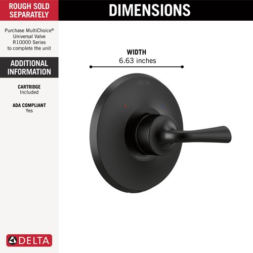 Main product image of Kayra Monitor 14 Series Valve Only Trim (Matte Black), T14033-BL