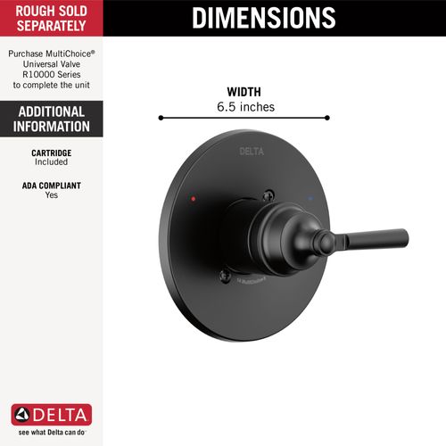 Main product image of Saylor Monitor 14 Series Valve Only Trim (Matte Black), T14035-BL