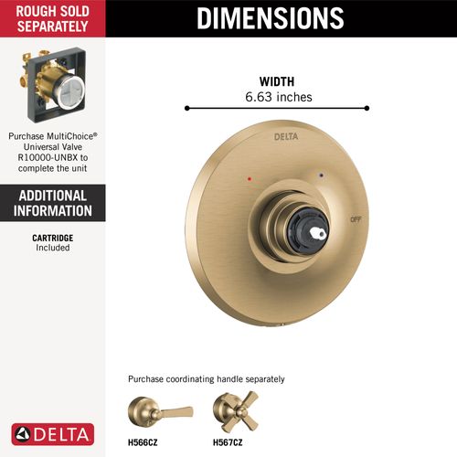Main product image of Dorval Monitor 14 Series Valve Only Trim - Less Handle (Champagne Bronze), T14056-CZLHP