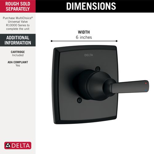 Main product image of Ashlyn Monitor 14 Series Valve Only Trim (Matte Black), T14064-BL