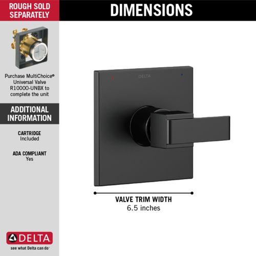 Main product image of Ara Monitor 14 Series Valve Only Trim (Matte Black), T14067-BL