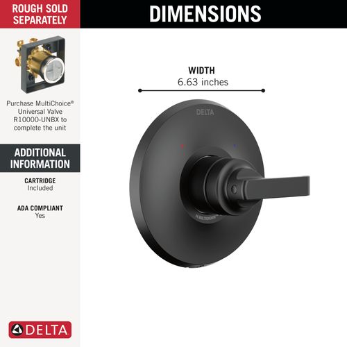 Main product image of Tetra 14 Series Valve Only Trim (Matte Black), T14089-BL