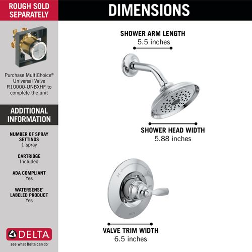 T14232 Delta T14232 Woodhurst Shower Trim (Chrome)