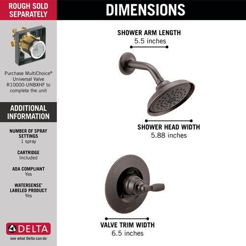 T14232-RB - Delta T14232-RB - Woodhurst Shower Trim 1L 14S (Venetian ...