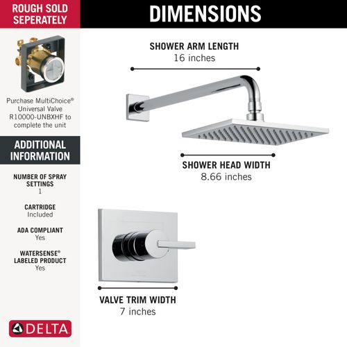 Main product image of T14253-WE Vero Monitor 14 Series Shower Trim (Chrome)