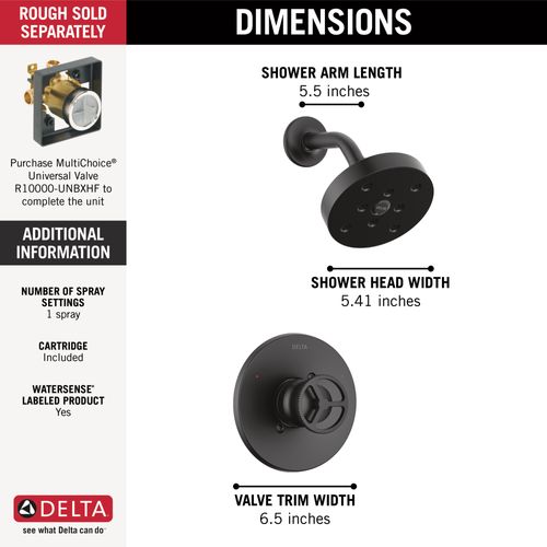 Main product image of Trinsic H2O Shower Trim 1L (Matte Black), T14258-BL