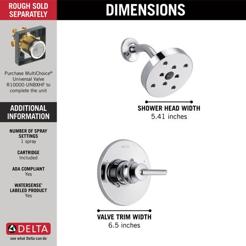 Main product image of Trinsic Monitor 14 Series H2OKinetic Shower Trim (Chrome), T14259