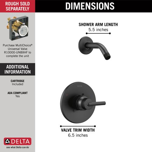 Main product image of Trinsic Monitor 14 Series Shower Trim, Less Head (Matte Black), T14259-BLLHD