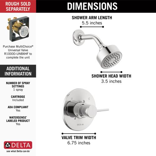 Main product image of T14259-PP Modern Monitor 14 Series Shower Trim (Chrome)