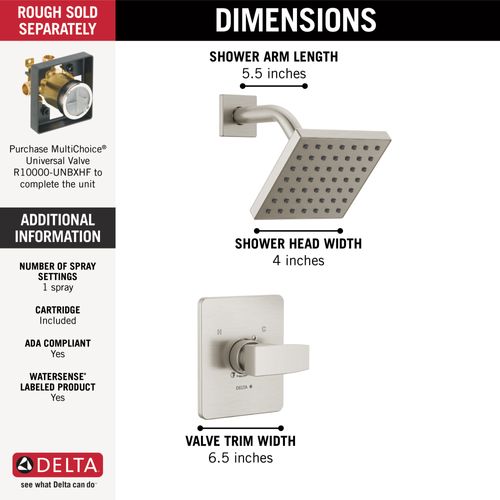 Main product image of Modern Monitor 14 Series Shower Trim (Stainless), T14267-SS-PP