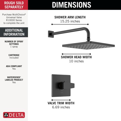 Main product image of Monitor 14 Series Shower Trim, T14268-BL-PP (Matte Black)