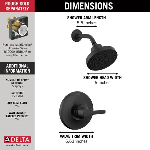 Main product image of Galeon 14 Series Shower Trim with H2OKinetic (Matte Black), T14272-BL