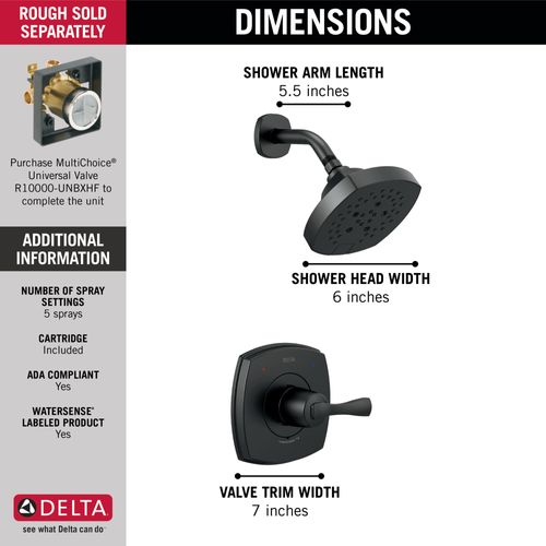 Main product image of T14276-BL Stryke 14 Series Shower Only (Matte Black)