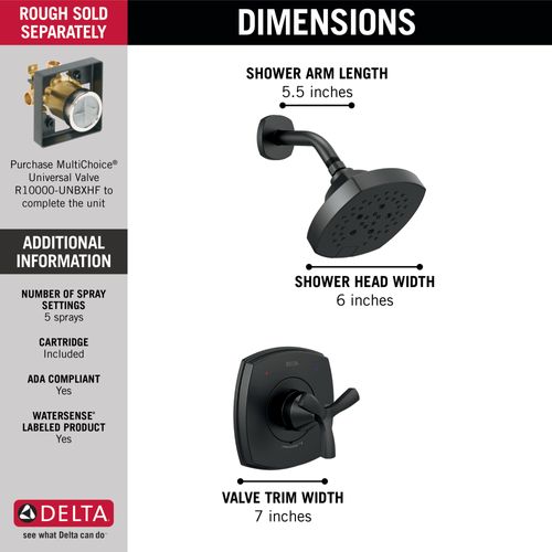Main product image of T142766-BL Stryke 14 Series Shower Only (Matte Black)