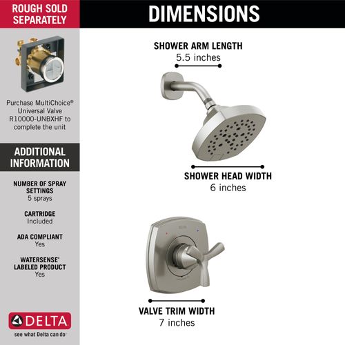 Main product image of Stryke 14 Series Shower Only (Stainless), T142766-SS