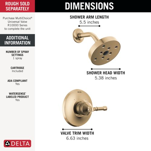 Main product image of Broderick 14 Series Shower Trim, 1.75 GPM (Lumicoat Champagne Bronze), T14284-CZ-PR