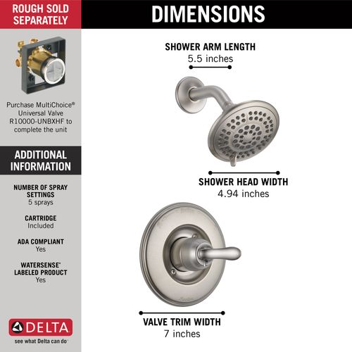 Main product image of Linden Monitor 14 Series Shower Trim (Stainless), T14294-SS