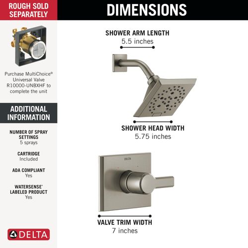 Main product image of Pivotal Monitor 14 Series H2OKinetic Shower Trim, Lumicoat, T14299-SS-PR (Stainless Steel)