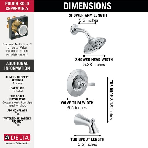 Main product image of Woodhurst Tub/Shower Trim (Chrome), T14432
