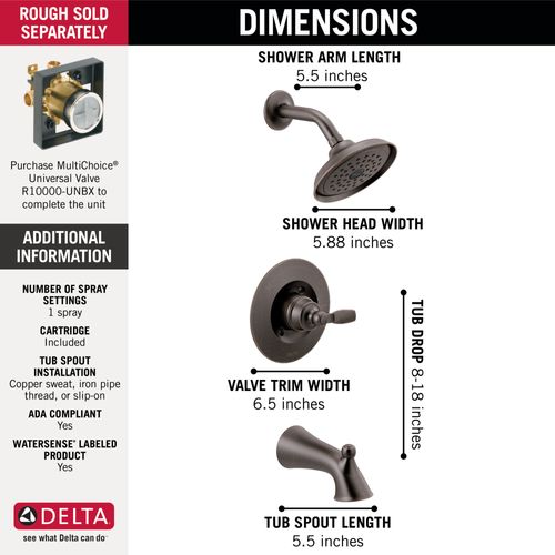 T14432-RB - Delta T14432-RB - Woodhurst Tub/Shower Trim (Venetian Bronze)