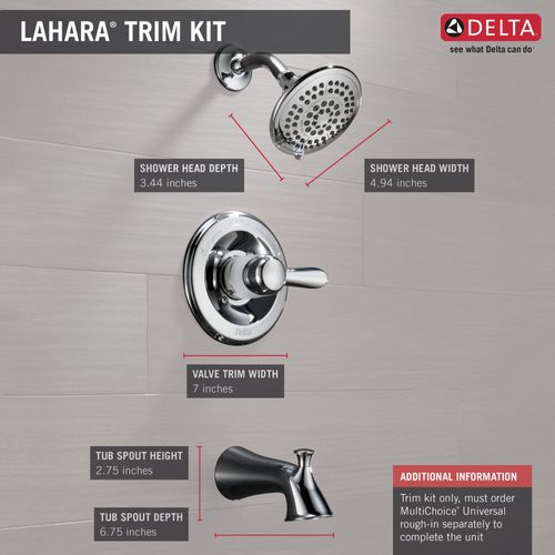 Main product image of Lahara Monitor 14 Series Tub & Shower Trim (Chrome), T14438