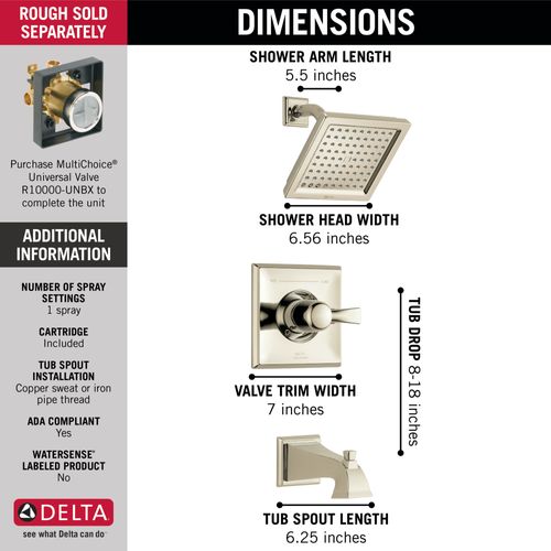 Main product image of Dryden Monitor 14 Series Tub & Shower Trim (Polished Nickel), T14451-PN