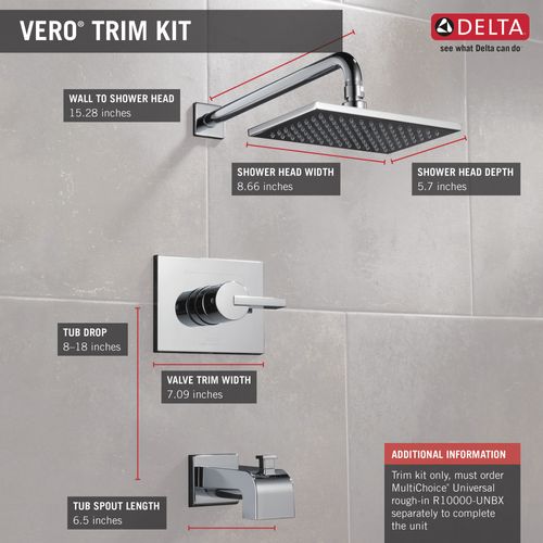 Main product image of T14453 Vero Monitor 14 Series Tub & Shower Trim (Chrome)