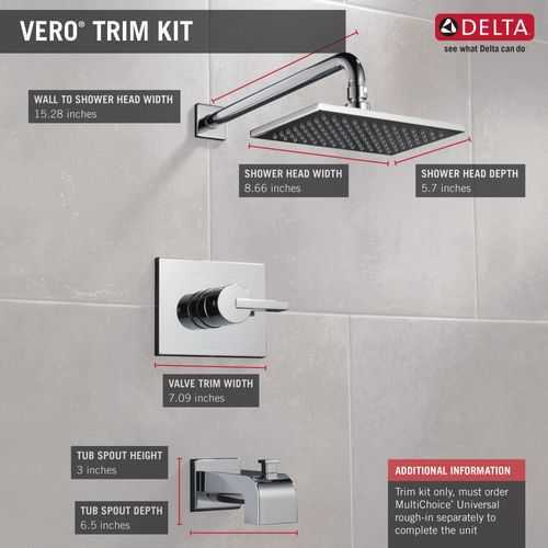 Main product image of T14453-WE Vero Monitor 14 Series Tub & Shower Trim (Chrome)