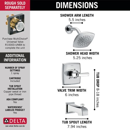 Main product image of Ashlyn Monitor 14 Series Tub & Shower Trim (Chrome), T14464