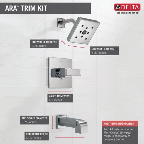 Main product image of Ara Monitor 14 Series H2Okinetic Tub & Shower Trim (Chrome), T14467