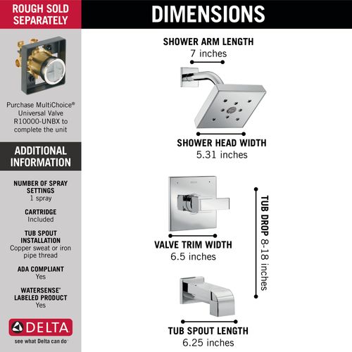 Main product image of Ara Monitor 14 Series H2Okinetic Tub & Shower Trim (Chrome), T14467