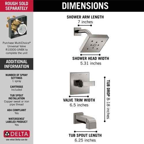 Main product image of Ara Monitor 14 Series H2Okinetic Tub & Shower Trim (Stainless), T14467-SS