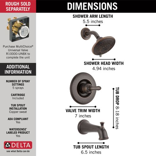 Main product image of Linden Monitor 14 Series Tub & Shower Trim (Venetian Bronze), T14494-RB