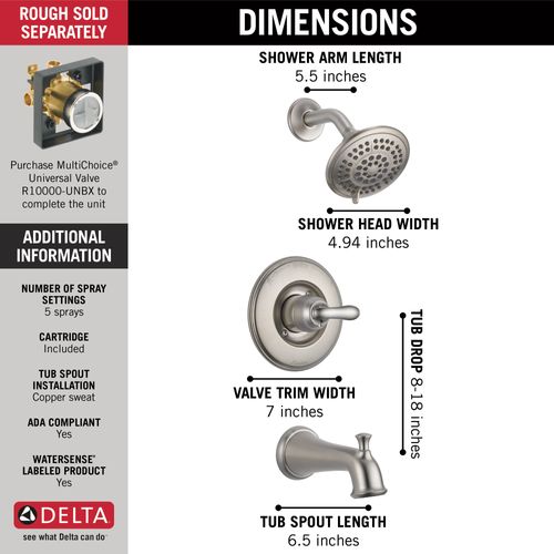 Main product image of Linden Monitor 14 Series Tub & Shower Trim (Stainless), T14494-SS