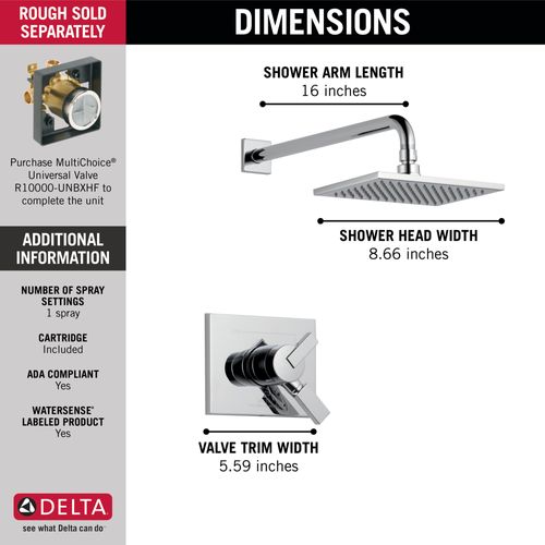 Main product image of T17253-WE Vero Monitor 17 Series Shower Trim (Chrome)
