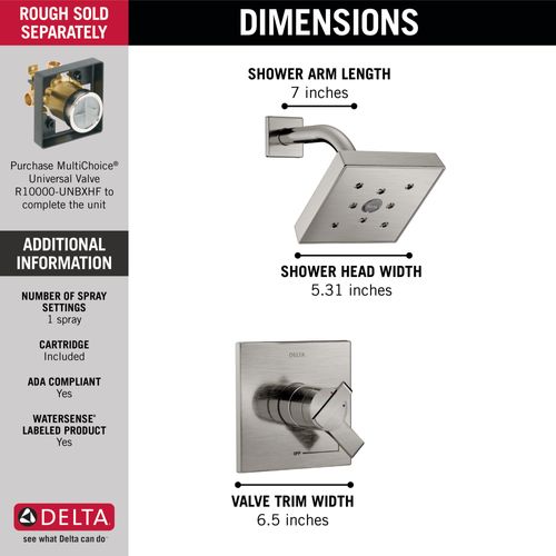 Main product image of Ara Monitor 17 Series H2Okinetic Shower Trim (Stainless), T17267-SS